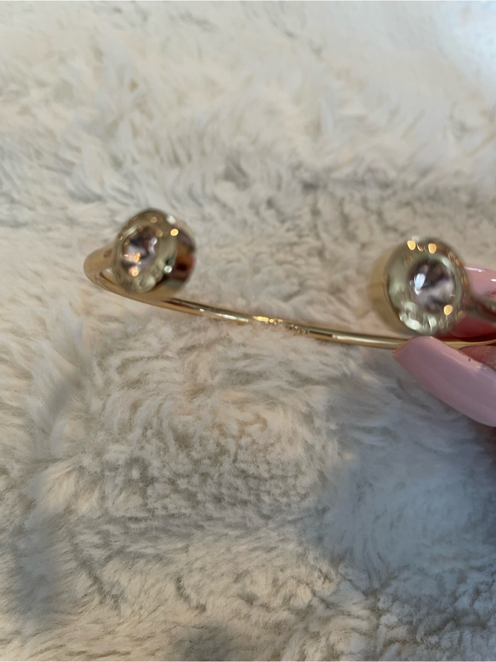 Coach Gold Open Cuff Bracelet with Crystal Endcaps